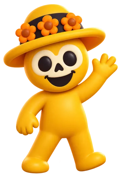 Alegría: amarillo, sonrisa y sombrero con flores