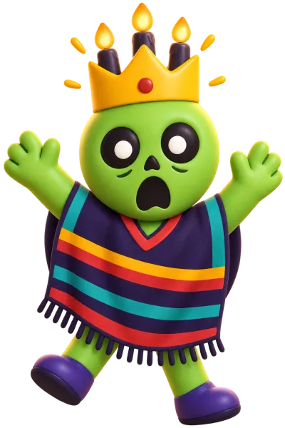 Miedo: verde lima y poncho a rayas