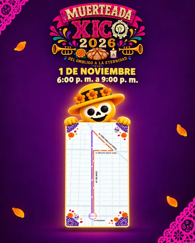 Flyer del desfile del 1 de noviembre con el mapa de la ruta