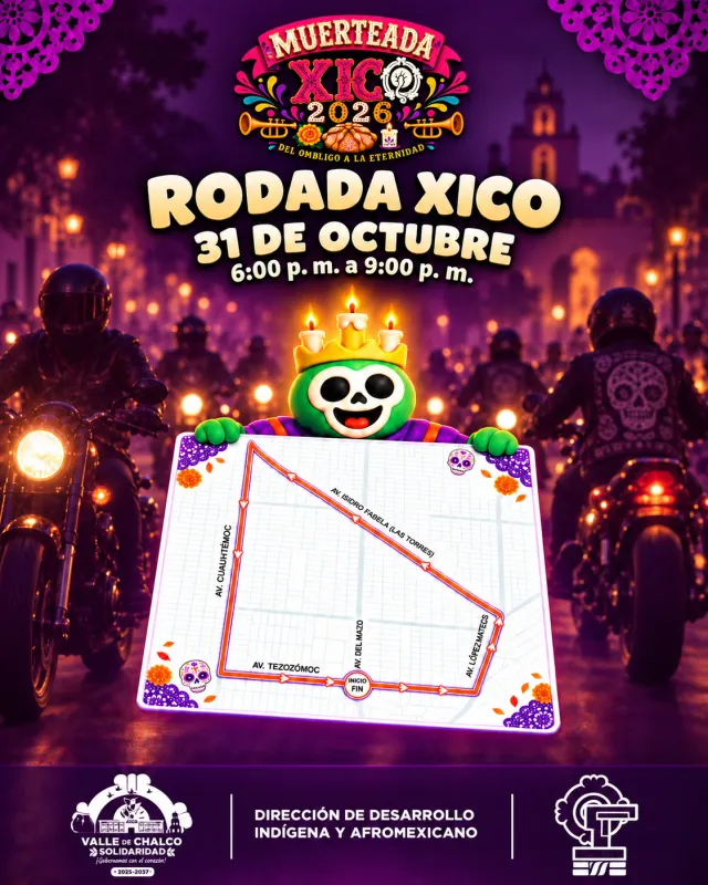 Flyer de la Rodada Xico con el mapa de la ruta